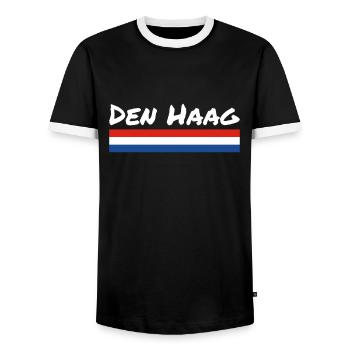 The Hague Netherlands Dutch flag - Men's Ringer Shirt - black/white - Front - AI Model Female 172 light (172cm) & AI Model Male 178 light (178cm)