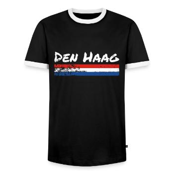 La Haye Pays-Bas Vintage Dutch Flag - T-shirt contrasté Homme - noir/blanc - Devant - AI Model Female 172 light (172cm) & AI Model Male 178 light (178cm)