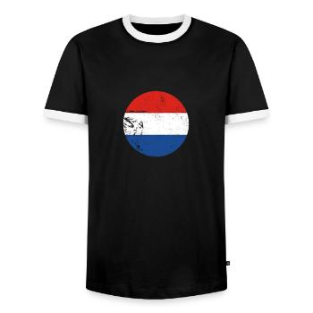 Netherlands Vintage Dutch Flag - Men's Ringer Shirt - black/white - Front - AI Model Female 172 light (172cm) & AI Model Male 178 light (178cm)