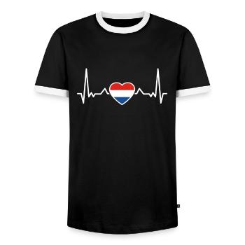 Netherlands heartbeat Dutch flag - Men's Ringer Shirt - black/white - Front - AI Model Female 172 light (172cm) & AI Model Male 178 light (178cm)