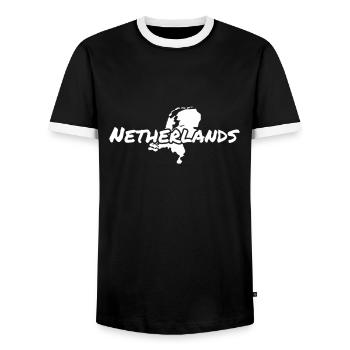 Pays-Bas Pays-Bas Carte Néerlandais - T-shirt contrasté Homme - noir/blanc - Devant - AI Model Female 172 light (172cm) & AI Model Male 178 light (178cm)