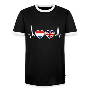 Pays-Bas Royaume-Uni Heartbeat Flag Néerlandais - T-shirt contrasté Homme - noir/blanc - Devant - AI Model Female 172 light (172cm) & AI Model Male 178 light (178cm)