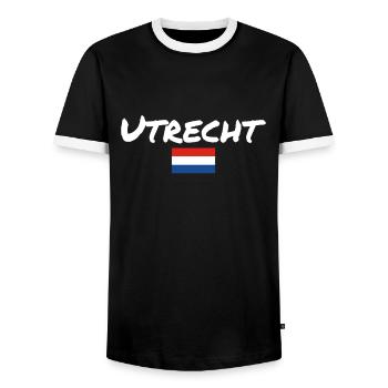Utrecht Netherlands Dutch flag - Men's Ringer Shirt - black/white - Front - AI Model Female 172 light (172cm) & AI Model Male 178 light (178cm)