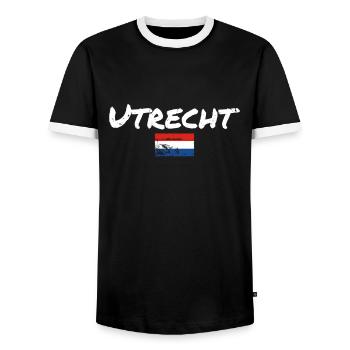 Utrecht Netherlands Vintage Dutch Flag - Men's Ringer Shirt - black/white - Front - AI Model Female 172 light (172cm) & AI Model Male 178 light (178cm)