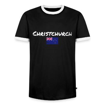 Christchurch Vintage drapeau néo-zélandais - T-shirt contrasté Homme - noir/blanc - Devant - AI Model Female 172 light (172cm) & AI Model Male 178 light (178cm)