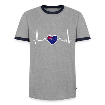 Drapeau Heartbeat de Nouvelle-Zélande Néo-Zélandais - T-shirt contrasté Homme - gris/marine  - Devant - AI Model Female 172 light (172cm) & AI Model Male 178 light (178cm)