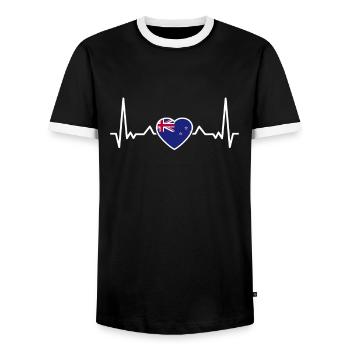 Drapeau Heartbeat de Nouvelle-Zélande Néo-Zélandais - T-shirt contrasté Homme - noir/blanc - Devant - AI Model Female 172 light (172cm) & AI Model Male 178 light (178cm)