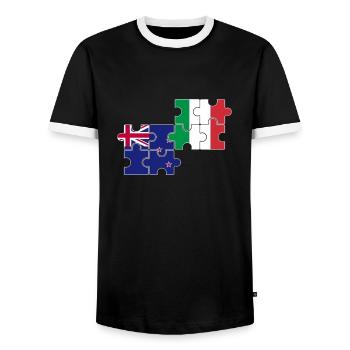New Zealand Italy Flag New Zealand - Men's Ringer Shirt - black/white - Front - AI Model Female 172 light (172cm) & AI Model Male 178 light (178cm)
