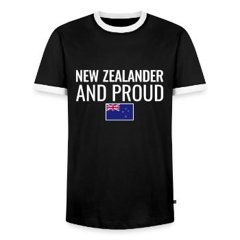 Drapeau néo-zélandais et fier Nouvelle-Zélande - T-shirt contrasté Homme - noir/blanc - Devant - AI Model Female 172 light (172cm) & AI Model Male 178 light (178cm)