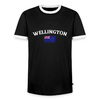 Wellington Vintage drapeau néo-zélandais - T-shirt contrasté Homme - noir/blanc - Devant - AI Model Female 172 light (172cm) & AI Model Male 178 light (178cm)