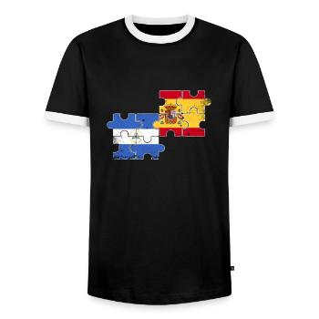 Nicaragua Espagne Drapeau Vintage Nicaraguayens - T-shirt contrasté Homme - noir/blanc - Devant - AI Model Female 172 light (172cm) & AI Model Male 178 light (178cm)