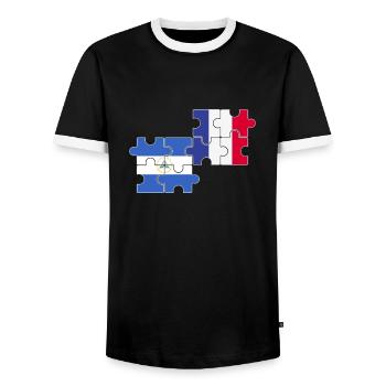 Drapeau du Nicaragua France - T-shirt contrasté Homme - noir/blanc - Devant - AI Model Female 172 light (172cm) & AI Model Male 178 light (178cm)
