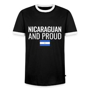 Nicaragua et fier drapeau nicaraguayen - T-shirt contrasté Homme - noir/blanc - Devant - AI Model Female 172 light (172cm) & AI Model Male 178 light (178cm)