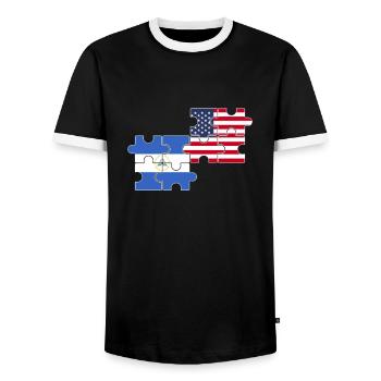 Nicaragua USA Drapeau américain Nicaragua - T-shirt contrasté Homme - noir/blanc - Devant - AI Model Female 172 light (172cm) & AI Model Male 178 light (178cm)
