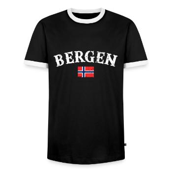 Bergen Norvège Drapeau norvégien vintage - T-shirt contrasté Homme - noir/blanc - Devant - AI Model Female 172 light (172cm) & AI Model Male 178 light (178cm)