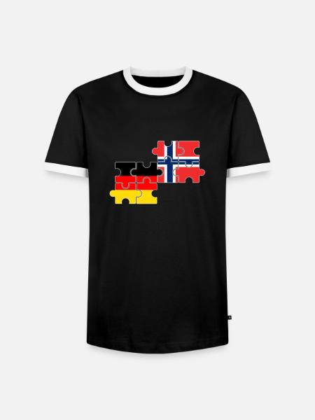 Norge Tyskland Flagg tysk norsk - Kontrast-T-skjorte for menn - svart/hvit