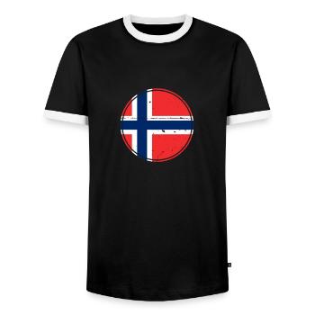 Norwegen Vintage Norwegische Flagge Norweger - Männer Kontrast-T-Shirt - Schwarz/Weiß - Vorne - AI Model Female 172 light (172cm) & AI Model Male 178 light (178cm)
