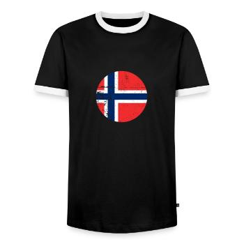 Norwegen Vintage Norwegische Flagge Norweger - Männer Kontrast-T-Shirt - Schwarz/Weiß - Vorne - AI Model Female 172 light (172cm) & AI Model Male 178 light (178cm)
