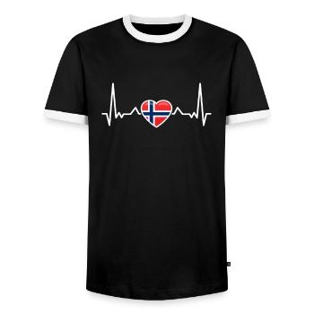 Norwegen Herzschlag Norwegische Flagge Norweger - Männer Kontrast-T-Shirt - Schwarz/Weiß - Vorne - AI Model Female 172 light (172cm) & AI Model Male 178 light (178cm)