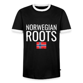 Racines norvégiennes Vintage Norvège Drapeau norvégien - T-shirt contrasté Homme - noir/blanc - Devant - AI Model Female 172 light (172cm) & AI Model Male 178 light (178cm)