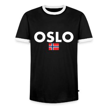 Oslo Norvège Drapeau norvégien Norvégien - T-shirt contrasté Homme - noir/blanc - Devant - AI Model Female 172 light (172cm) & AI Model Male 178 light (178cm)