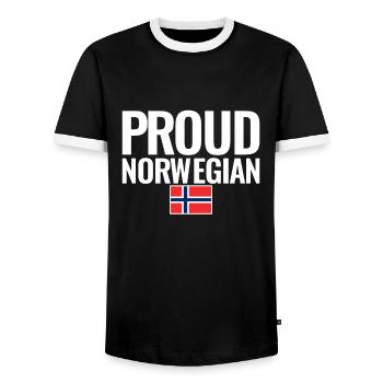 Proud Norwegian Norway Norwegian Flag - Men's Ringer Shirt - black/white - Front - AI Model Female 172 light (172cm) & AI Model Male 178 light (178cm)