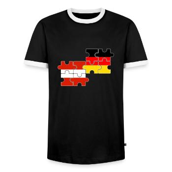 Österreich Deutschland Flagge Österreichische - Männer Kontrast-T-Shirt - Schwarz/Weiß - Vorne - AI Model Female 172 light (172cm) & AI Model Male 178 light (178cm)