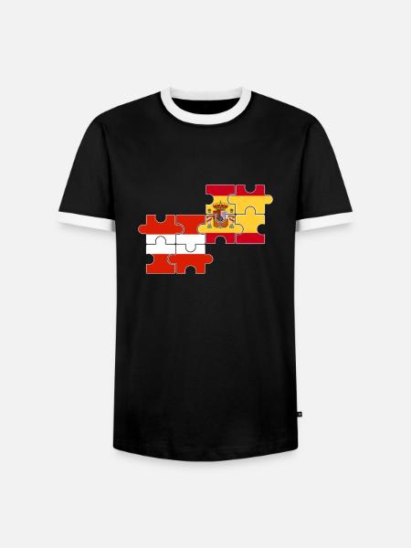 Austria Spain Flag Spanish Austria - Men's Ringer Shirt - black/white
