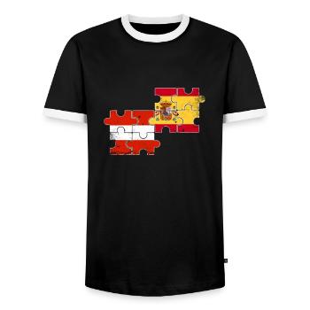 Austria Spain Vintage Flag Austrian - Men's Ringer Shirt - black/white - Front - AI Model Female 172 light (172cm) & AI Model Male 178 light (178cm)