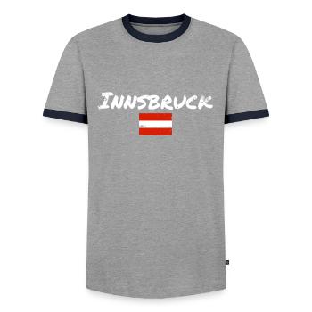 Innsbruck Autriche Vintage drapeau - T-shirt contrasté Homme - gris/marine  - Devant - AI Model Female 172 light (172cm) & AI Model Male 178 light (178cm)