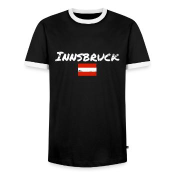 Innsbruck Austria Vintage Flag - Men's Ringer Shirt - black/white - Front - AI Model Female 172 light (172cm) & AI Model Male 178 light (178cm)