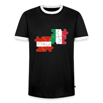 Austria Italy Flag Italian Austrian - Men's Ringer Shirt - black/white - Front - AI Model Female 172 light (172cm) & AI Model Male 178 light (178cm)