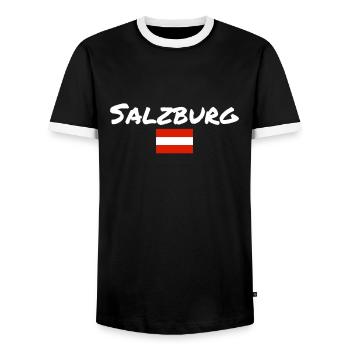 Salzburg Österreich Österreichische Flagge - Männer Kontrast-T-Shirt - Schwarz/Weiß - Vorne - AI Model Female 172 light (172cm) & AI Model Male 178 light (178cm)