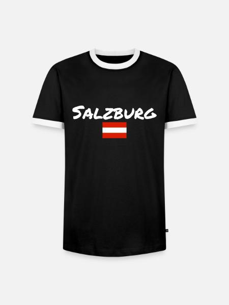Salzburg, Austria, Austrian Flag - Men's Ringer Shirt - black/white