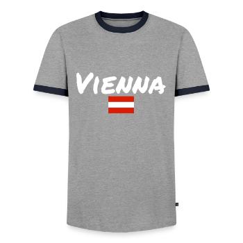 Vienna Austria Austrian Flag - Men's Ringer Shirt - grey/navy  - Front - AI Model Female 172 light (172cm) & AI Model Male 178 light (178cm)