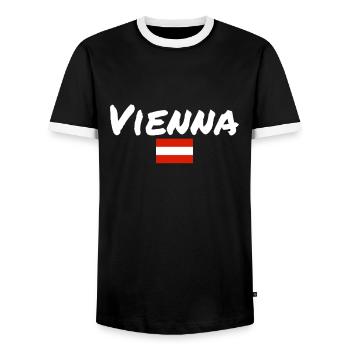 Vienna Austria Austrian Flag - Men's Ringer Shirt - black/white - Front - AI Model Female 172 light (172cm) & AI Model Male 178 light (178cm)