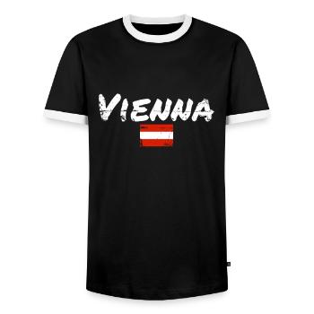 Vienna Austria Vintage Flag Austrian - Men's Ringer Shirt - black/white - Front - AI Model Female 172 light (172cm) & AI Model Male 178 light (178cm)
