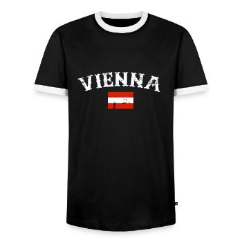 Vienna Austria Vintage Austrian Flag - Men's Ringer Shirt - black/white - Front - AI Model Female 172 light (172cm) & AI Model Male 178 light (178cm)