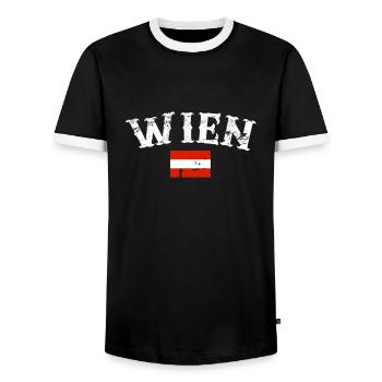 Vienna Austria Vintage Austrian Flag - Men's Ringer Shirt - black/white - Front - AI Model Female 172 light (172cm) & AI Model Male 178 light (178cm)