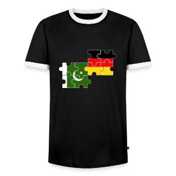 Pakistan Germany Flag German Pakistani - Men's Ringer Shirt - black/white - Front - AI Model Female 172 light (172cm) & AI Model Male 178 light (178cm)