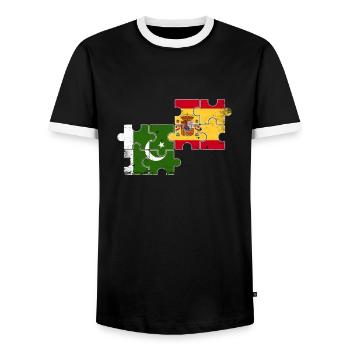 Pakistan Spain Vintage Flag Pakistani - Men's Ringer Shirt - black/white - Front - AI Model Female 172 light (172cm) & AI Model Male 178 light (178cm)
