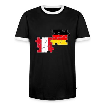 Pérou Allemagne Drapeau Allemand Péruviens - T-shirt contrasté Homme - noir/blanc - Devant - AI Model Female 172 light (172cm) & AI Model Male 178 light (178cm)