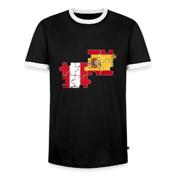 Pérou Espagne Vintage drapeau espagnol péruvien - T-shirt contrasté Homme - noir/blanc - Devant - AI Model Female 172 light (172cm) & AI Model Male 178 light (178cm)