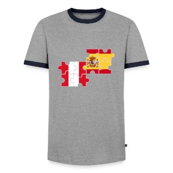 Peru Spain Flag Spaniards Peruvians - Men's Ringer Shirt - grey/navy  - Front - AI Model Female 172 light (172cm) & AI Model Male 178 light (178cm)