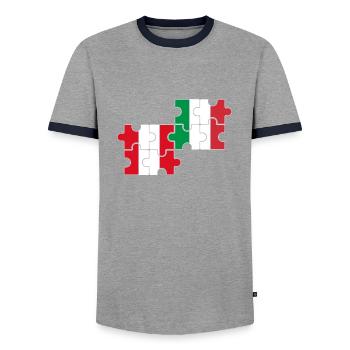 Peru Italy Flag Italians Peruvians - Men's Ringer Shirt - grey/navy  - Front - AI Model Female 172 light (172cm) & AI Model Male 178 light (178cm)