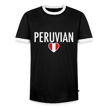 Pérou Pérou coeur Vintage drapeau péruvien - T-shirt contrasté Homme - noir/blanc - Devant - AI Model Female 172 light (172cm) & AI Model Male 178 light (178cm)