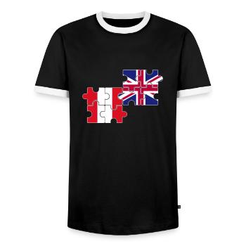 Peru UK Flag British Peruvians - Men's Ringer Shirt - black/white - Front - AI Model Female 172 light (172cm) & AI Model Male 178 light (178cm)