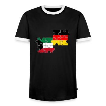 Kuwait Deutschland Vintage Flagge Deutsch Kuwaiter - Männer Kontrast-T-Shirt - Schwarz/Weiß - Vorne - AI Model Female 172 light (172cm) & AI Model Male 178 light (178cm)
