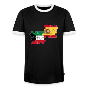 Kuwait Spanien Flagge Spanisch Kuwaiter - Männer Kontrast-T-Shirt - Schwarz/Weiß - Vorne - AI Model Female 172 light (172cm) & AI Model Male 178 light (178cm)