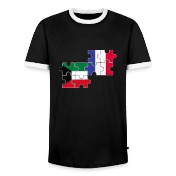 Kuwait Frankreich Flagge Französisch Kuwaiter - Männer Kontrast-T-Shirt - Schwarz/Weiß - Vorne - AI Model Female 172 light (172cm) & AI Model Male 178 light (178cm)
